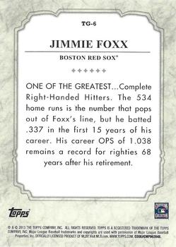 2013 Topps - The Greats Gold #TG-6 Jimmie Foxx Back