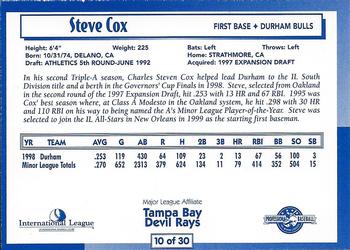 1999 International League Top Prospects #10 Steve Cox Back