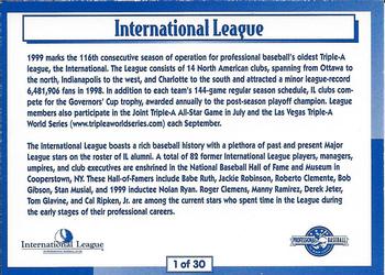 1999 International League Top Prospects #1 1999 Top Prospects Header Back
