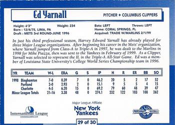 1999 International League Top Prospects #29 Ed Yarnall Back