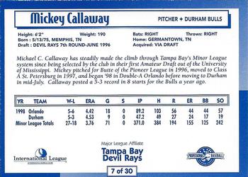1999 International League Top Prospects #7 Mickey Callaway Back