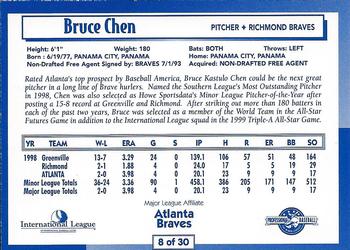 1999 International League Top Prospects #8 Bruce Chen Back