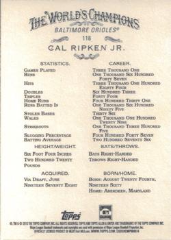 2013 Topps Allen & Ginter #118 Cal Ripken Jr. Back
