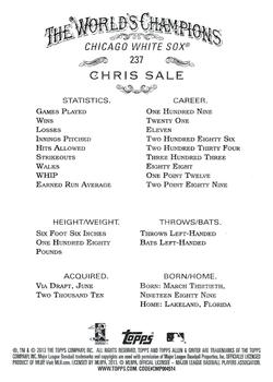 2013 Topps Allen & Ginter #237 Chris Sale Back