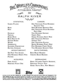 2013 Topps Allen & Ginter #263 Ralph Kiner Back