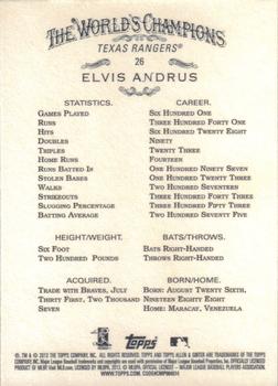 2013 Topps Allen & Ginter #26 Elvis Andrus Back