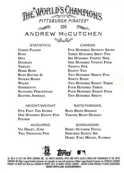 2013 Topps Allen & Ginter #335 Andrew McCutchen Back