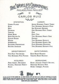2013 Topps Allen & Ginter #91 Carlos Ruiz Back