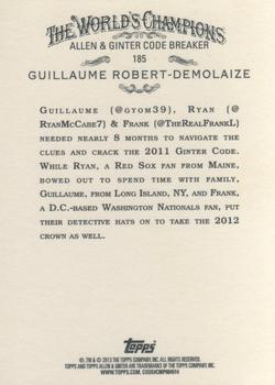 2013 Topps Allen & Ginter #185 Guillaume Robert-Demolaize / Frank Latucca / Ryan McCabe Back