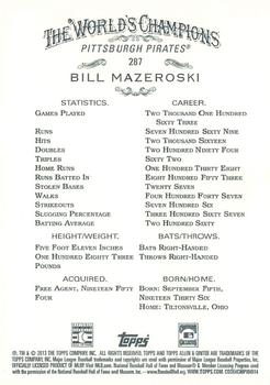 2013 Topps Allen & Ginter #287 Bill Mazeroski Back