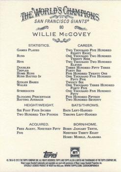 2013 Topps Allen & Ginter #80 Willie McCovey Back