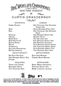 2013 Topps Allen & Ginter #95 Curtis Granderson Back