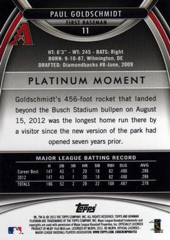 2013 Bowman Platinum #11 Paul Goldschmidt Back
