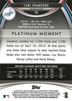 2013 Bowman Platinum #15 Carl Crawford Back