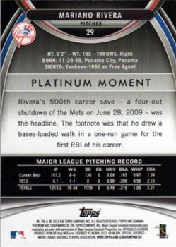 2013 Bowman Platinum #29 Mariano Rivera Back