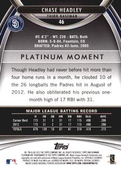 2013 Bowman Platinum #46 Chase Headley Back