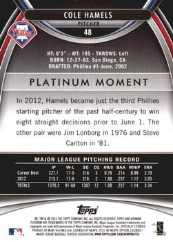2013 Bowman Platinum #48 Cole Hamels Back