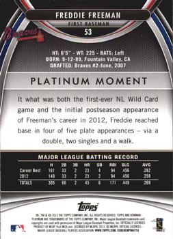 2013 Bowman Platinum #53 Freddie Freeman Back