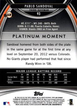 2013 Bowman Platinum #93 Pablo Sandoval Back