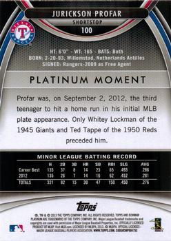 2013 Bowman Platinum #100 Jurickson Profar Back