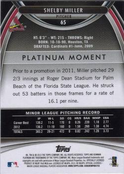 2013 Bowman Platinum #65 Shelby Miller Back