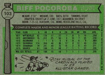 1976 Topps #103 Biff Pocoroba Back