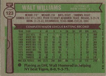 1976 Topps #123 Walt Williams Back