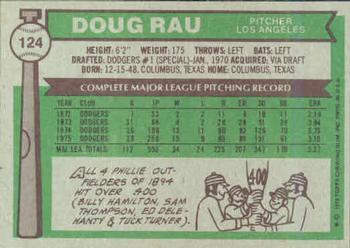 1976 Topps #124 Doug Rau Back