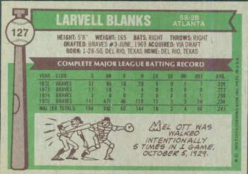 1976 Topps #127 Larvell Blanks Back