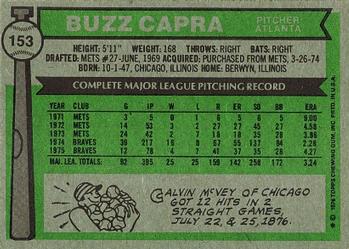 1976 Topps #153 Buzz Capra Back