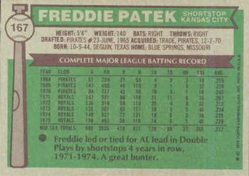 1976 Topps #167 Freddie Patek Back