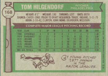 1976 Topps #168 Tom Hilgendorf Back