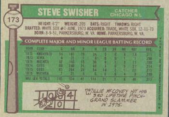 1976 Topps #173 Steve Swisher Back