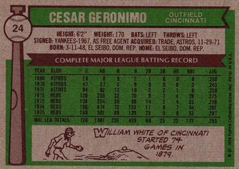 1976 Topps #24 Cesar Geronimo Back