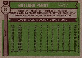 1976 Topps #55 Gaylord Perry Back