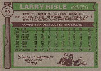 1976 Topps #59 Larry Hisle Back
