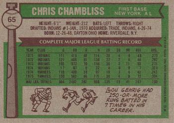 1976 Topps #65 Chris Chambliss Back