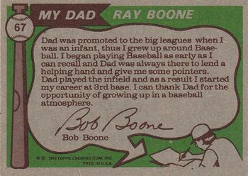 1976 Topps #67 Ray Boone / Bob Boone Back