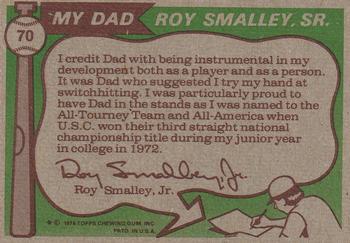 1976 Topps #70 Roy Smalley / Roy Smalley, Jr. Back