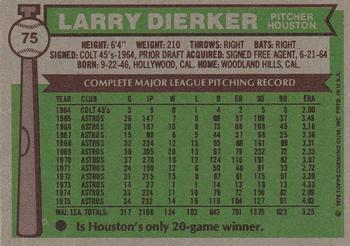 1976 Topps #75 Larry Dierker Back