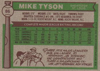 1976 Topps #86 Mike Tyson Back