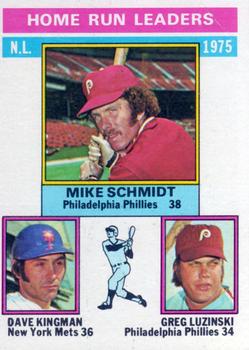 1976 Topps #193 1975 NL Home Run Leaders (Mike Schmidt / Dave Kingman / Greg Luzinski) Front