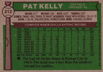 1976 Topps #212 Pat Kelly Back