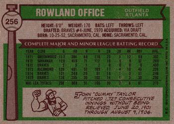 1976 Topps #256 Rowland Office Back