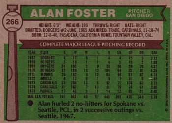 1976 Topps #266 Alan Foster Back