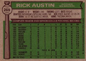 1976 Topps #269 Rick Austin Back