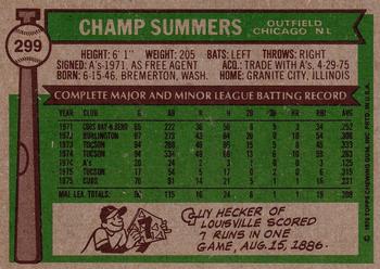 1976 Topps #299 Champ Summers Back