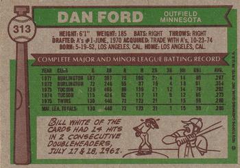 1976 Topps #313 Dan Ford Back