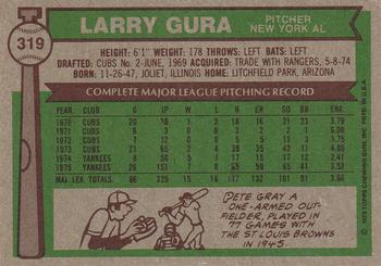 1976 Topps #319 Larry Gura Back