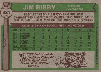 1976 Topps #324 Jim Bibby Back